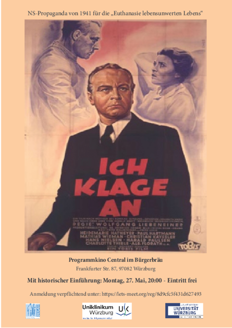 Der Vorbehaltsfilm Ich klage an am 27. Mai im Central